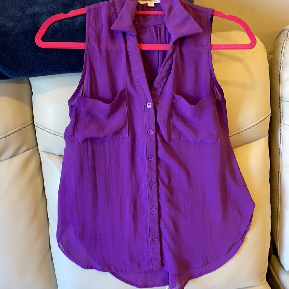 Sleeveless Sheer Women’s Button Down Top